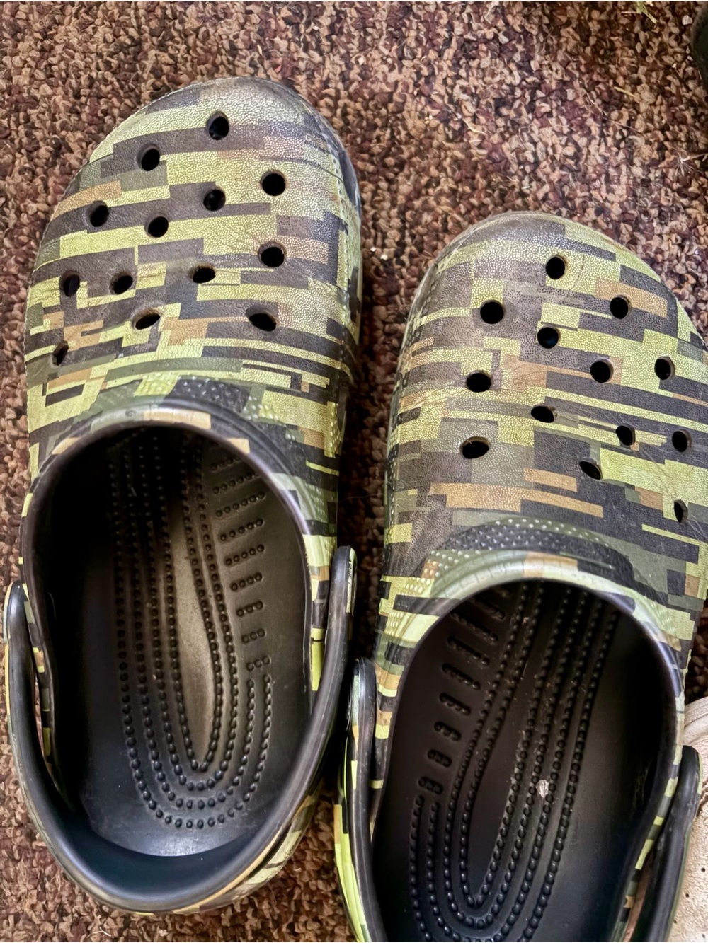 CROCS Kids Camo Green & Black Slip-On Sandals